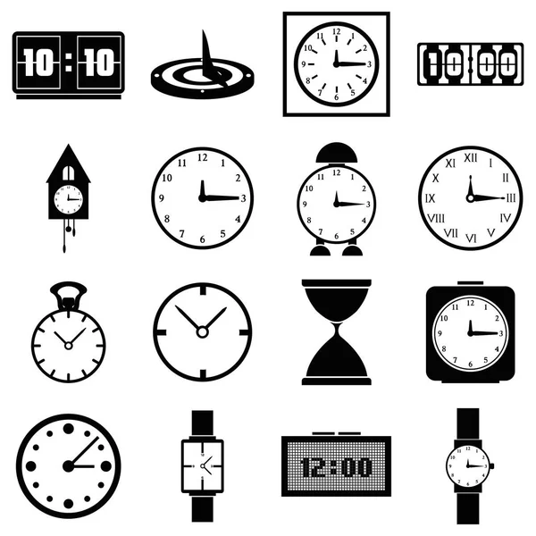 Relojes conjunto de iconos, estilo simple — Archivo Imágenes Vectoriales