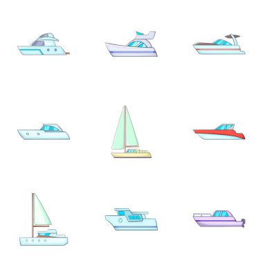 Gemi taşımacılığı Icons set, karikatür tarzı