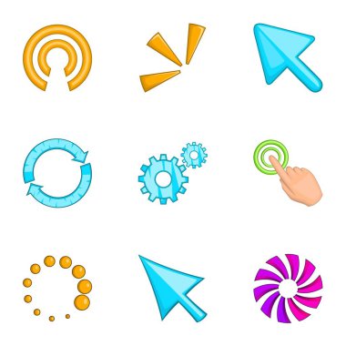 İşaretçi bilgisayar fare Icons set, karikatür tarzı