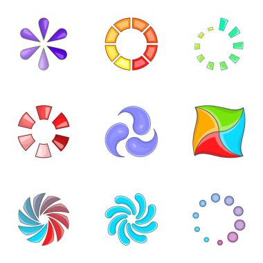 Icons set, karikatür tarzı yükleme ilerleme