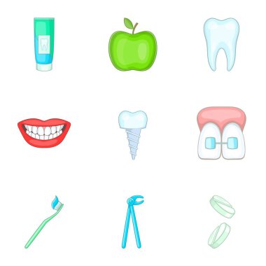 Stomatology Icons set, karikatür tarzı
