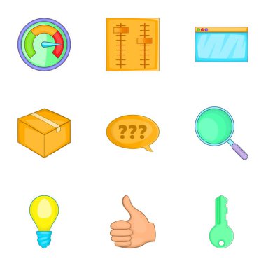 İş ve strateji simgeler ayarla, tarzı çizgi film