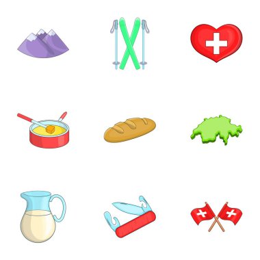 İsviçre turist konumlar Icons set