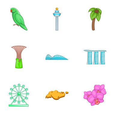Singapur turistler konumlar Icons set