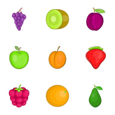 Meyve ve meyve Icons set, karikatür tarzı