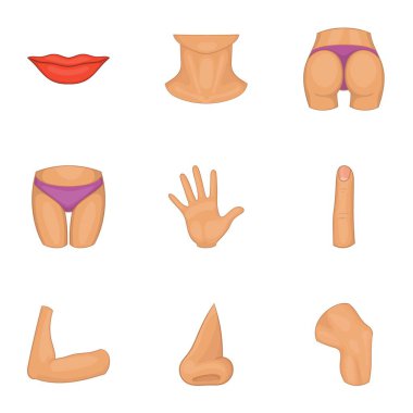 Vücut Icons set, karikatür tarzı