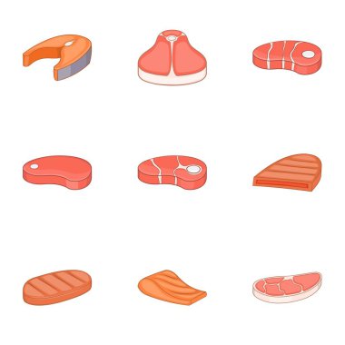 Parça et Icons set, karikatür tarzı