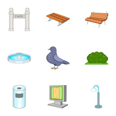 Bahçe Icons set, karikatür tarzı