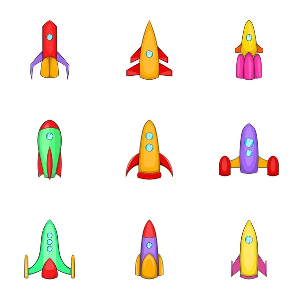 Rocket icons set, cartoon style — Stock Vector