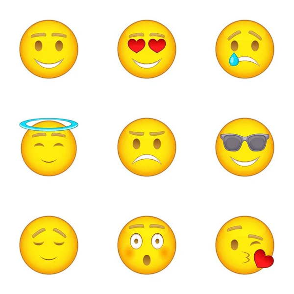 Set ikon Emoji, gaya kartun - Stok Vektor