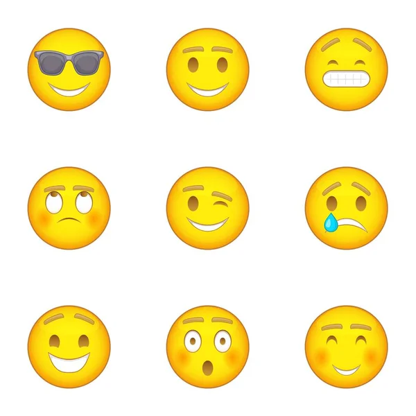 Conjunto de ícones de personagem Emoji, estilo cartoon — Vetor de Stock