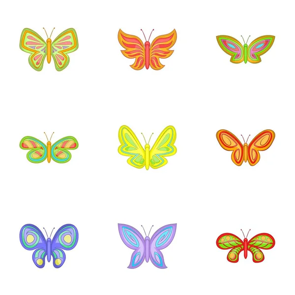 Conjunto de iconos de insectos mariposa, estilo de dibujos animados — Vector de stock