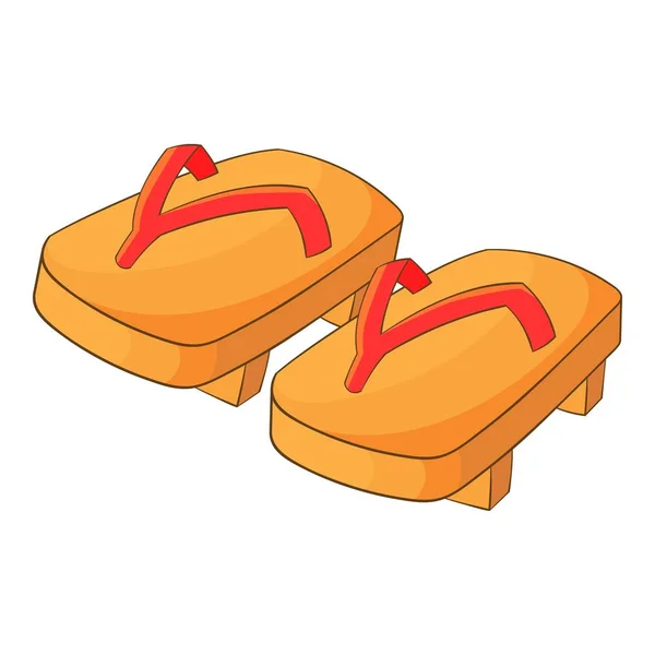 Japanese geta footwear icon, cartoon style — Stock Vector