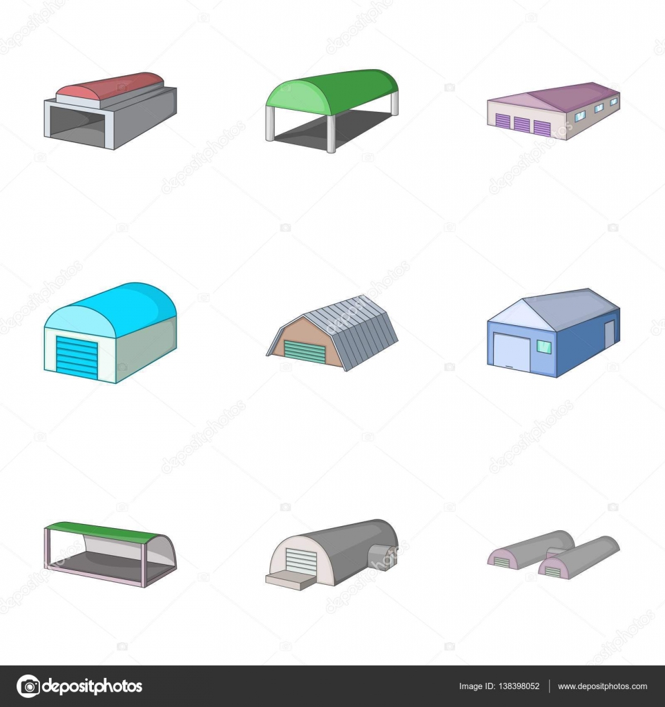 Conjunto de iconos coche garaje, estilo de dibujos animados — Archivo