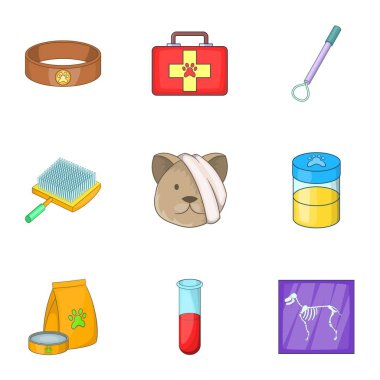 Evcil hayvan Icons set, karikatür tarzı için klinik