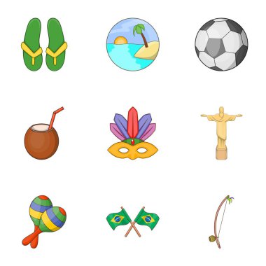 Brezilya Icons set, karikatür tarzı