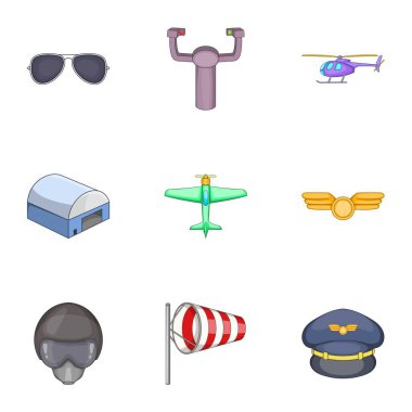 Uçuş Icons set, karikatür tarzı