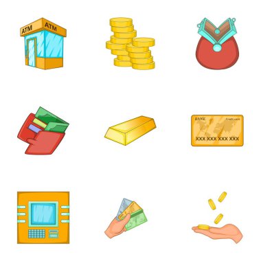 Finans Icons set, karikatür tarzı