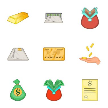 Para Icons set, karikatür tarzı