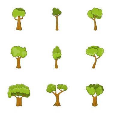 Ağaç dalı ile yeşil yaprakları Icons set