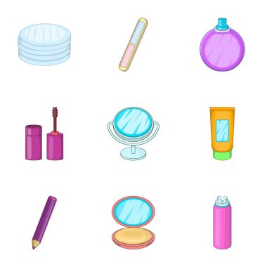 Kozmetik Icons set, karikatür tarzı