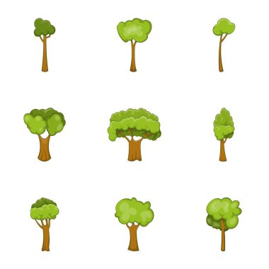 Farklı şekiller Icons set, karikatür tarzı ağaçlarının