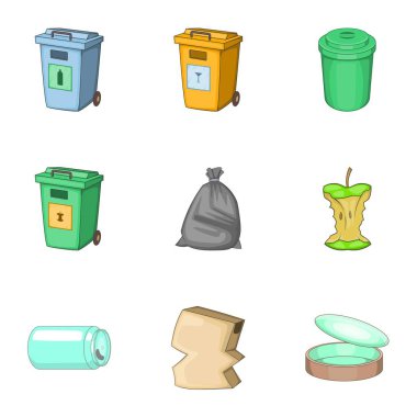 Çöp Icons set, karikatür tarzı