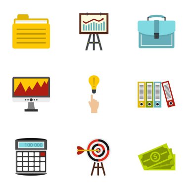 İş İkonları/Simgeleri ayarla, stil düz