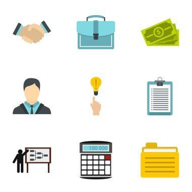 Firma Icons set, düz stil
