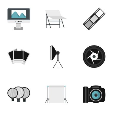 Fotoğraf Icons set, düz stil