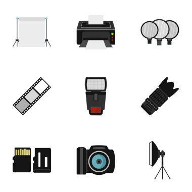 Fotoğraf Icons set, düz stil