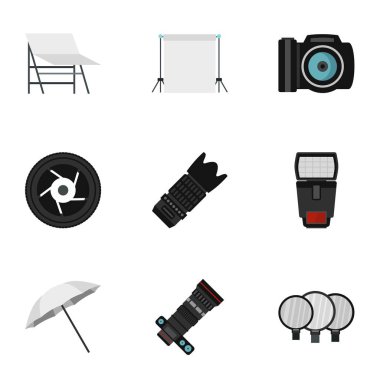 Fotoğraf simgeler kümesi, düz stil alarak