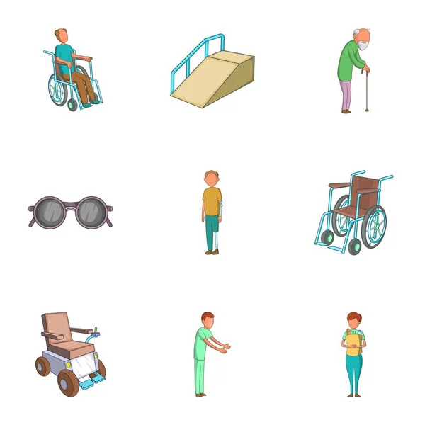 Conjunto de iconos de accesibilidad, estilo de dibujos animados — Vector de stock