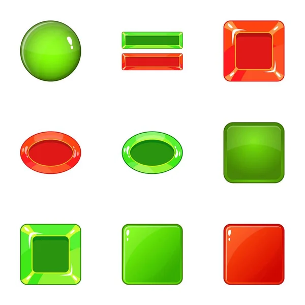 Rode en groene schakelaar iconen set, cartoon stijl — Stockvector