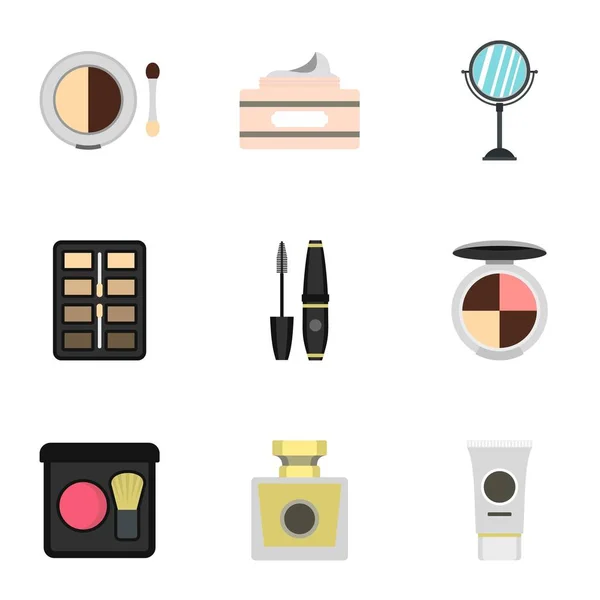 Beauty icons set, flat style — Stock Vector