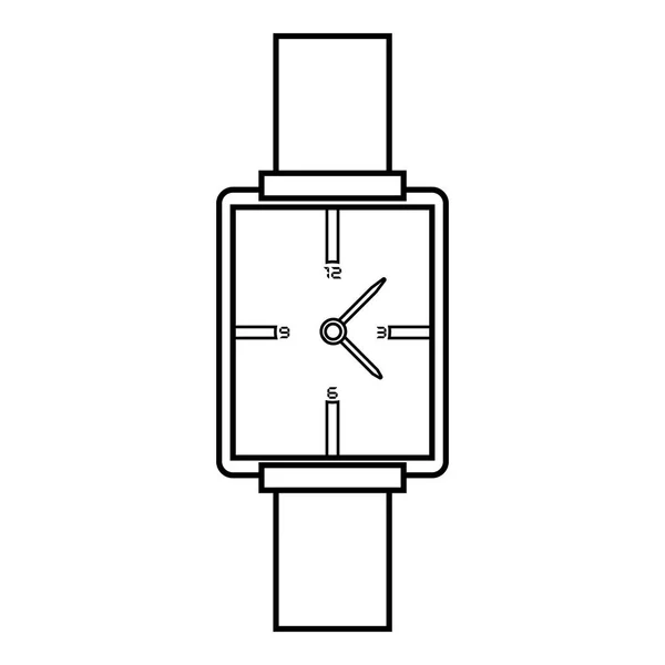 Icono de reloj de pulsera cuadrado, estilo de contorno — Vector de stock