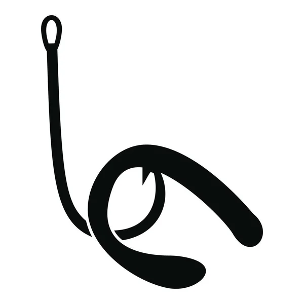 Worm on hook icon, simple style — Stock Vector