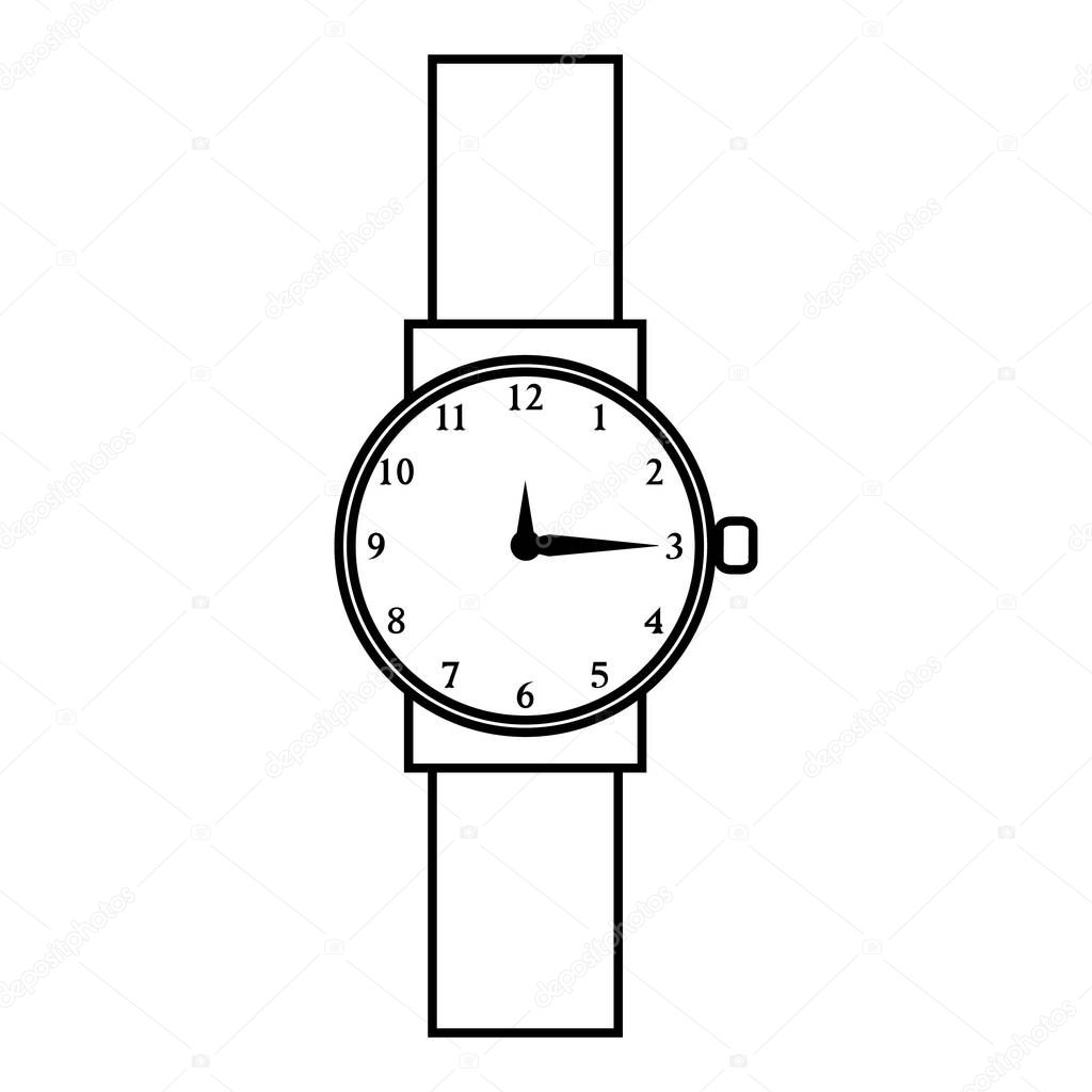 Wristwatch icon. Outline illustration of wristwatch vector icon for web