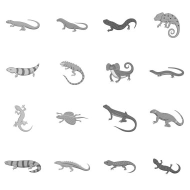 Kertenkele simgeler kümesi, tek renkli stil