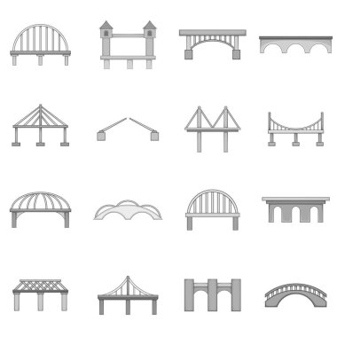 Köprü inşaat simgeler kümesi, tek renkli stil