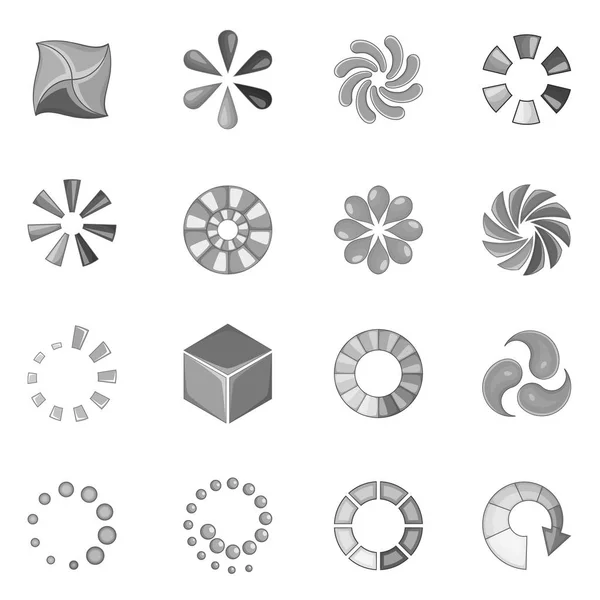 Status Icons Set herunterladen, monochromer Stil — Stockvektor
