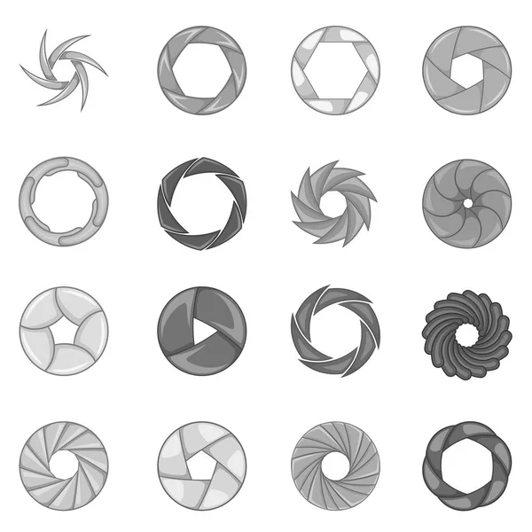 Foto conjunto de ícones de diafragma, estilo monocromático —  Vetores de Stock
