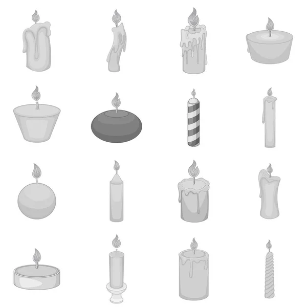Різний набір піктограм свічок, монохромний стиль — стоковий вектор