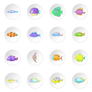 Farklı balık Icons set