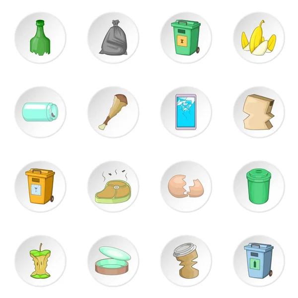 Conjunto de iconos de artículos de basura — Vector de stock