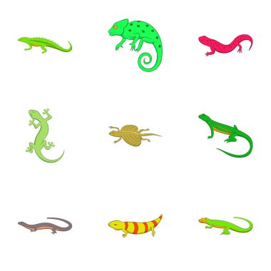 Amfibi Icons set, karikatür tarzı