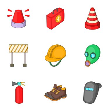 Yol inşaat Icons set, karikatür tarzı