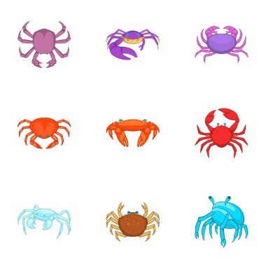 Seafood icons set, cartoon style clipart
