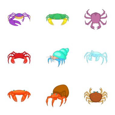 Kabuklular Icons set, karikatür tarzı