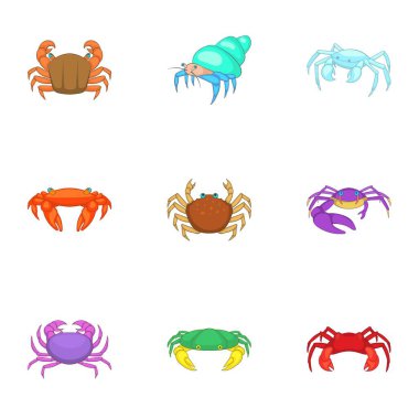 Icons set, karikatür tarzı Yengeç